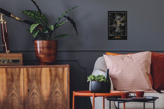 Stickers muraux - Houx - Plan de la ville - Black and Gold et Or - Carte - Carte - 20x30 cm - Feuille adhésive