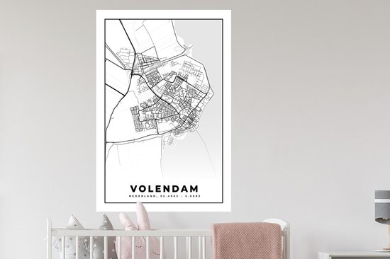 Stickers muraux - Carte - Volendam - 80x120 cm - Feuille adhésive - Plan de la ville
