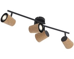 QAZQA corky - Landelijke Plafondspot | Spotje | Opbouwspot - 4 lichts - L 71.5 cm - Beige - Woonkamer | Slaapkamer | Keuken