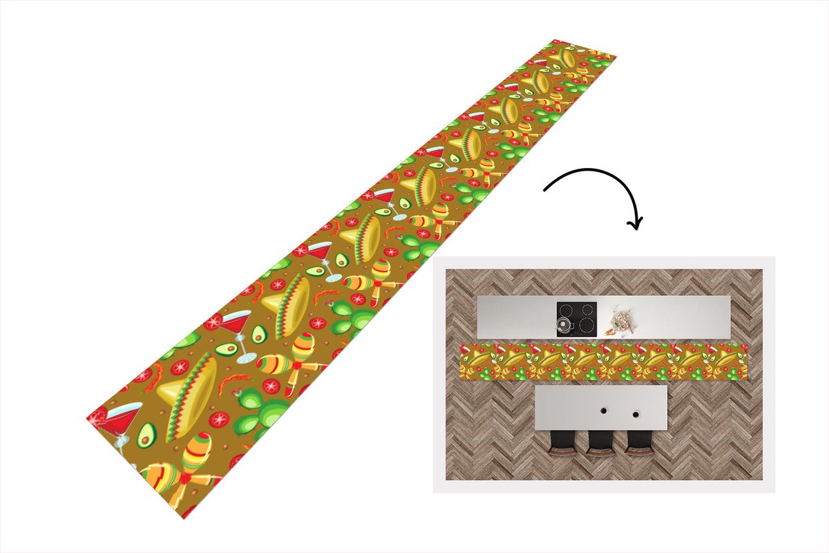 KitchenYeah Keukenloper - Keukenmat - Mexico - Sombrero - Patronen - Keuken vloerkleed multicolor, foto 2