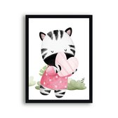 Poster Liefde zebra - hartjes / liefde geven / Jungle / Safari / Dieren Poster / Babykamer - Kinderposter 50x40cm