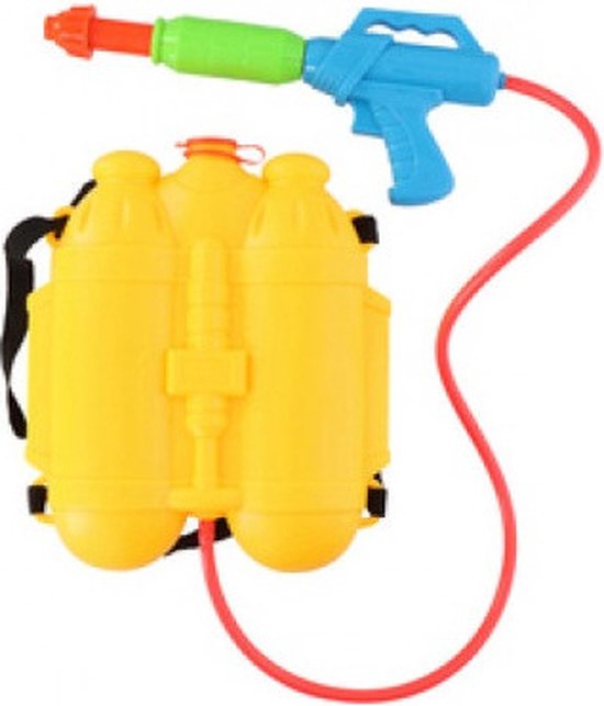 Waterpistool spuit - geel - 32 cm - 2100 ml - met rugzak watertank - waterspuit - zomer speelgoed