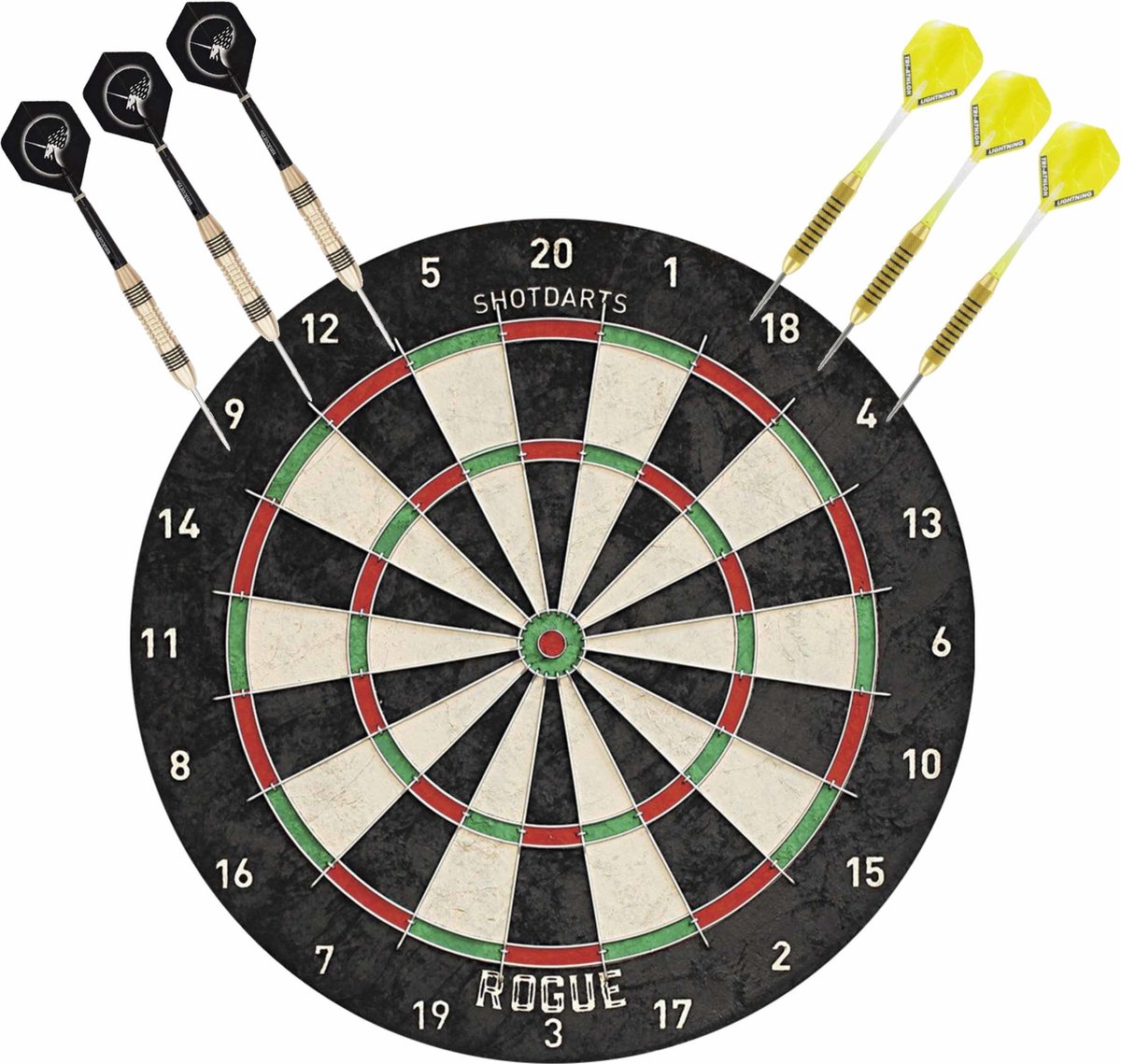 Professioneel dartbord Rogue Bristle incl 2 sets dartpijlen 21 grams - Sportief spelen - Darten/darts - Dartborden voor kinderen en volwassenen.