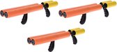 3x Oranje waterpistool/waterpistolen van foam 40 cm met handvat en dubbele spuit
