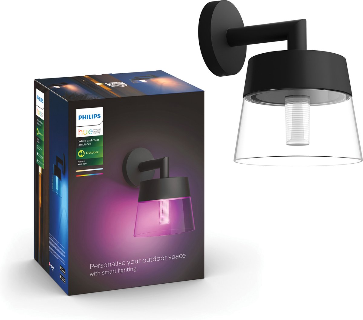 Philips Hue Attract muurlamp White and Color zwart