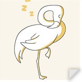 Muursticker Slapende Flamingo Vierkant - Wanddecoratie - Kinderkamer - Babykamer