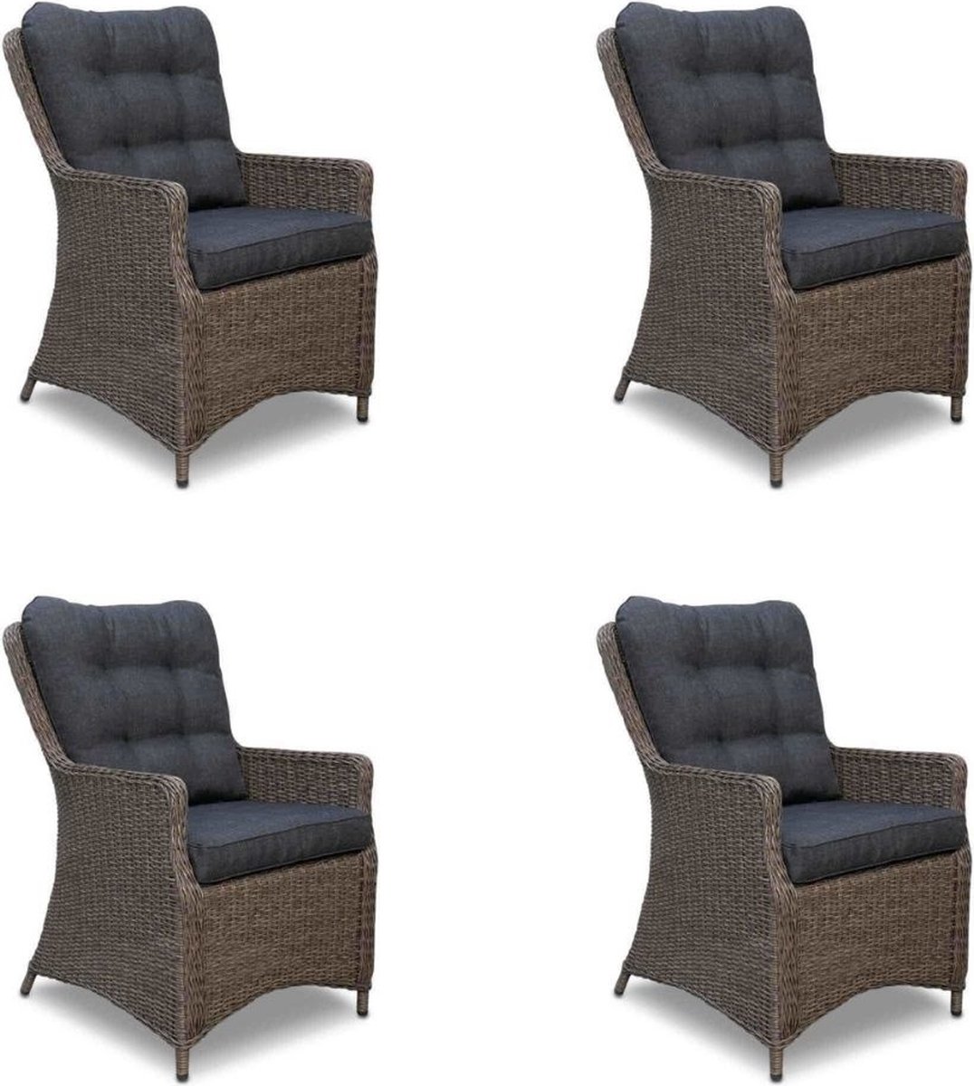 Denza Furniture Elip dining wicker tuinstoel | donkergrijs/donkerbruin | set van 4 stoelen