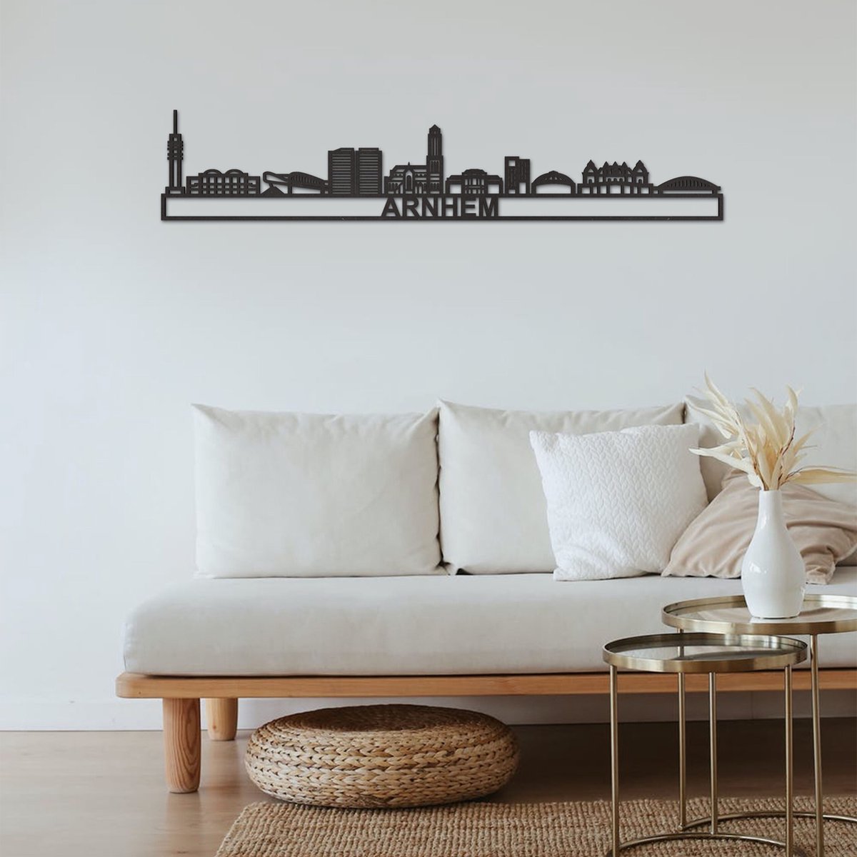 Skyline Arnhem Zwart Mdf 130 Cm Wanddecoratie Voor Aan De Muur Met Tekst City Shapes