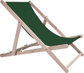 Strandstoel Holtaz Sam - Inklapbaar - Hout - Comfortabele zonnebed - ligbed met verstelbare lighoogte - donkergroen