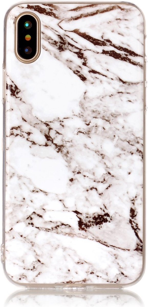 Peachy Marmeren TPU hoesje geschikt voor iPhone X XS Witte marble case cover