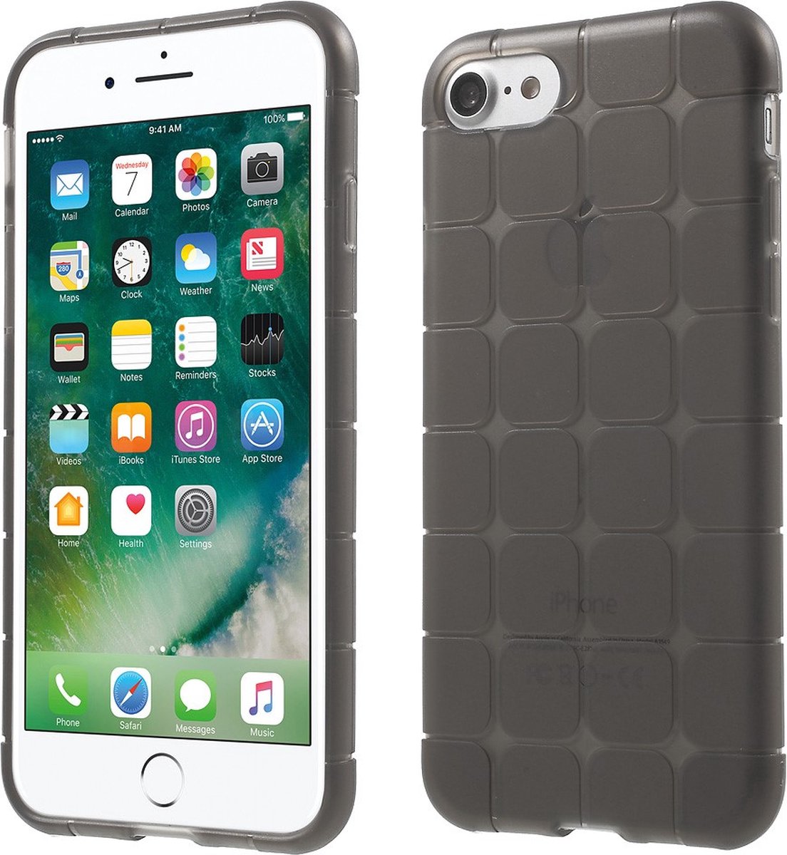 Peachy Grijze blokken TPU geschikt voor iPhone 7 8 SE 2020 SE 2022 hoesje case cover