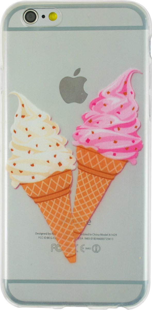 Peachy Doorzichtig hoesje softijsjes roze wit geschikt voor iPhone 6 en iPhone 6s