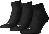 Puma Uni Sok Quarter Plain 3-Pack Black ZWART 43/46