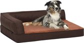 Hondenbed ergonomisch linnen-look 75x53 cm fleece bruin