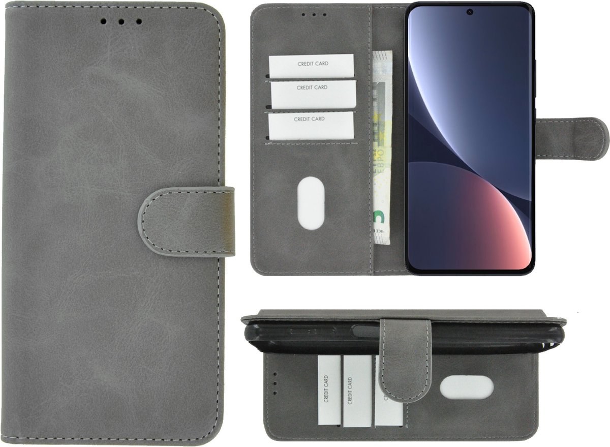 Pearlycase hoesje Geschikt voor Xiaomi 12/ 12X - Kunstleer Book Case - Grijs