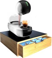 Porte-capsule / Machine à café Standard avec tiroir - Glas Zwart / Bois de Bamboe - Café et tasses à café Standard - Porte-gobelet Boîte à thé Porte-capsule OA Dolce Gusto