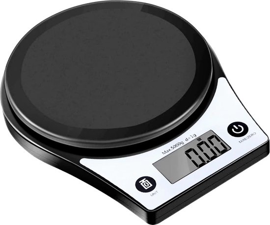IMTEX - Keukenweegschaal - Rond - 5000 gram - 5 kilo - Zwart | bol.com