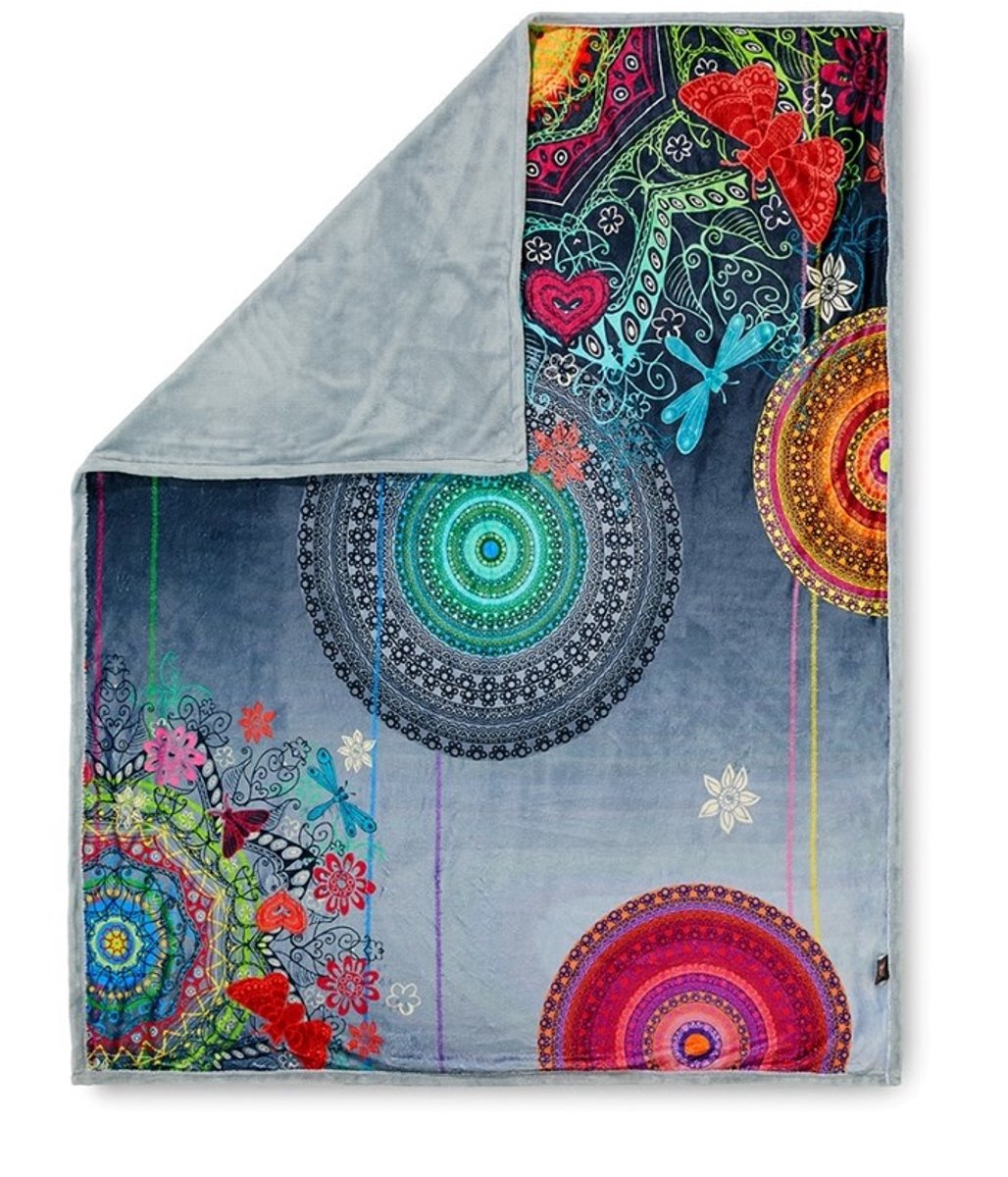 Hip Plaid Freya - 130x160 - Mandala's En Vlinders - Grijs