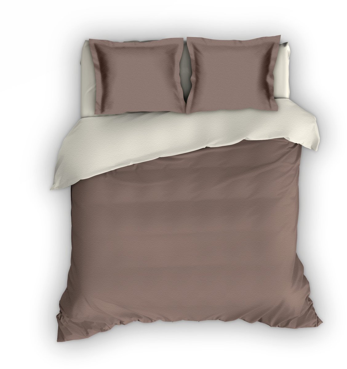 Romanette Comtesse flanel dekbedovertrek Taupe/ Ivoor Lits-jumeaux (270x200/220 cm + 2 slopen)