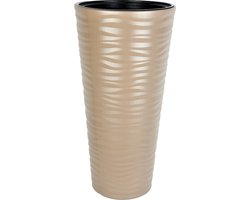 Lange Hoge bloempot Rond Vaas 70cm Hoog plantenbak voor binnen buiten beige