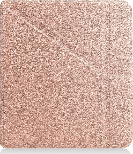Lunso - Origami sleepcover hoes - Geschikt voor Kobo Libra 2 (7 inch) - Rose Goud van Lunso — afbeelding 2