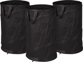 Lot de 3 sacs poubelles de jardin Relaxdays - sac de jardin pop-up - 160 L - sac à feuilles - 3 anses - noir