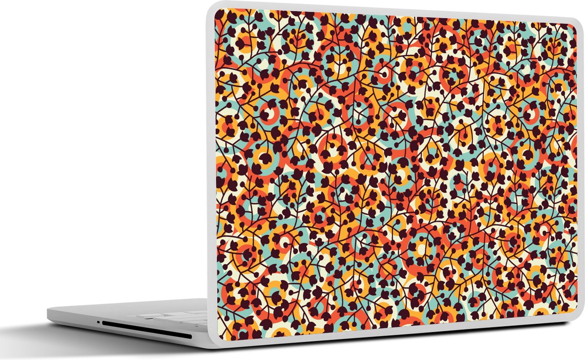 Laptop sticker - 15.6 inch - Bloemen - Bohemian - Cirkel - Patroon - 36x27,5cm - Laptopstickers - Laptop skin - Cover