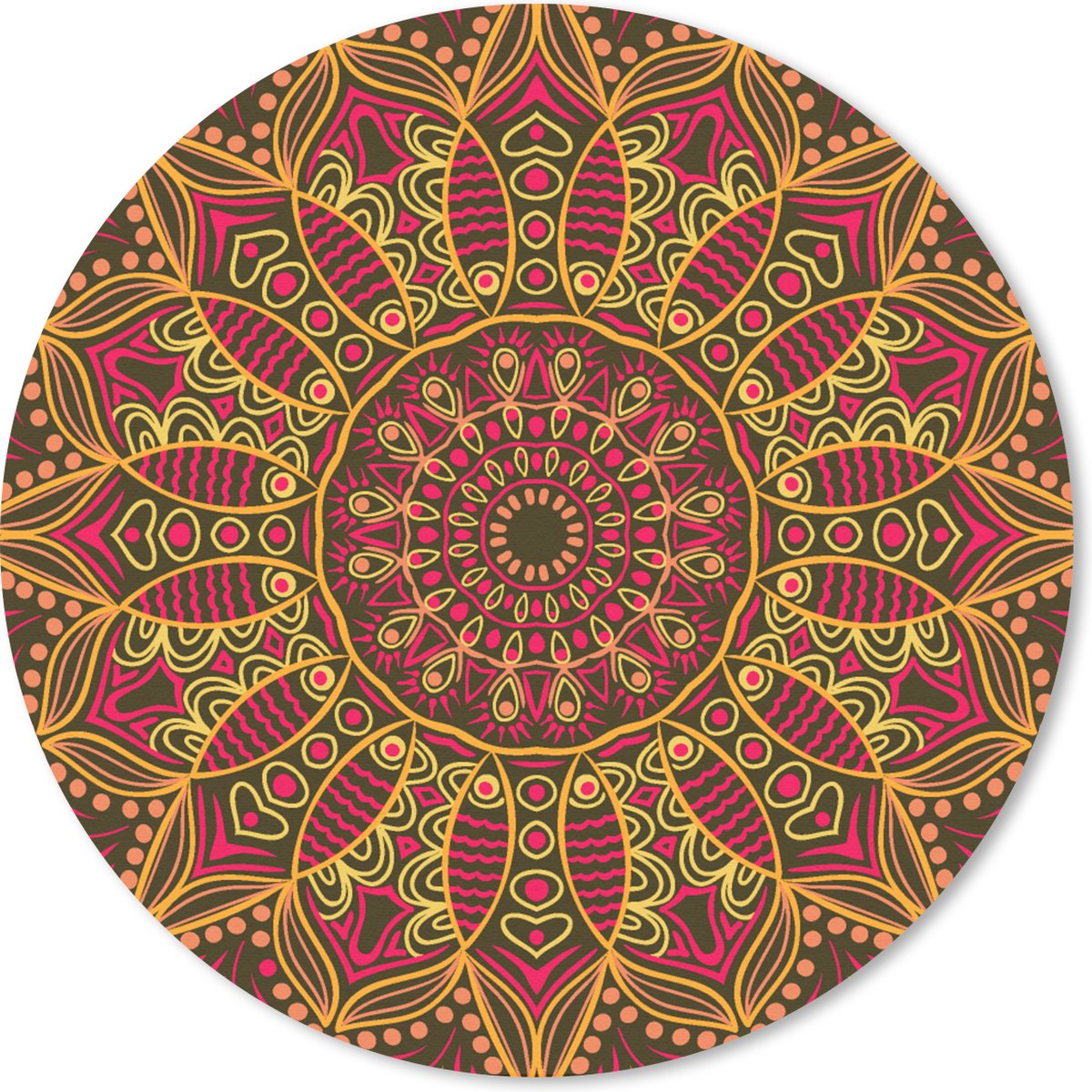 Muismat rond 40x40 cm - Mousepad Patroon - Mandala - Planten - Ronde muismatten