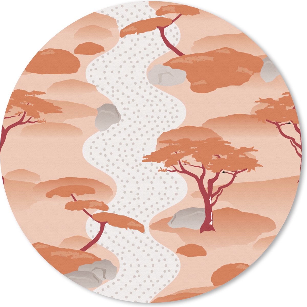 Muismat rond 50x50 cm - Mousepad Tuin - Japan - Patroon - Azië - Ronde muismatten