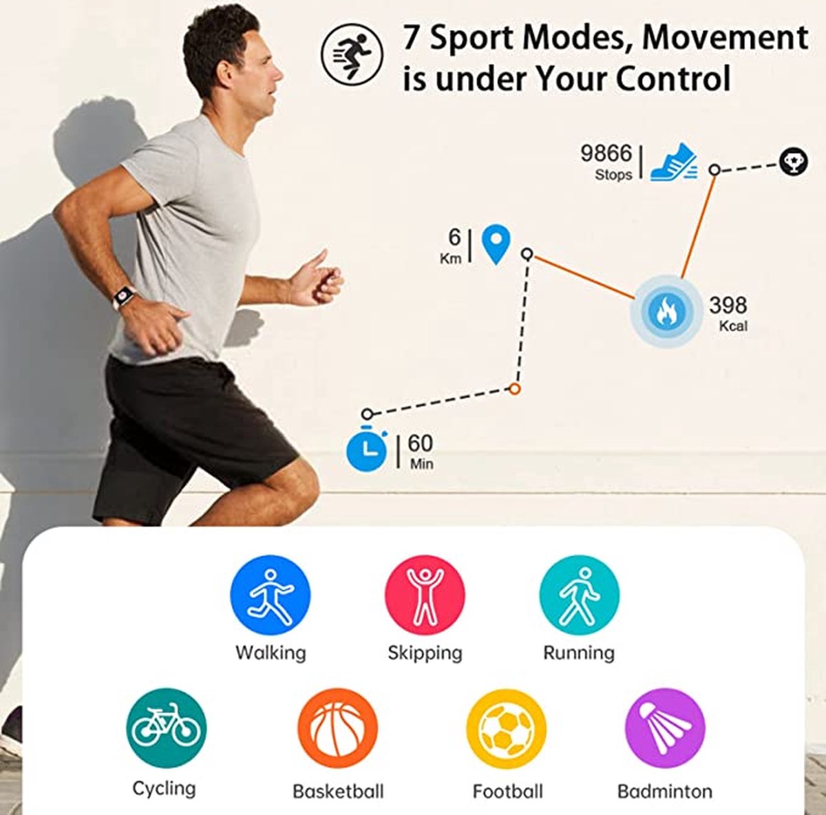 Popglory Smartwatch fitnesstracker met bloeddrukmeting hartslagmeter fitnesshorloge. bol
