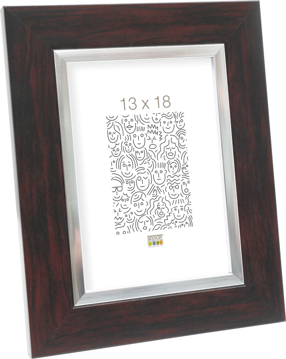 Deknudt Frames fotolijst S41NH4 - bruin met zilverbies - 13x18 cm