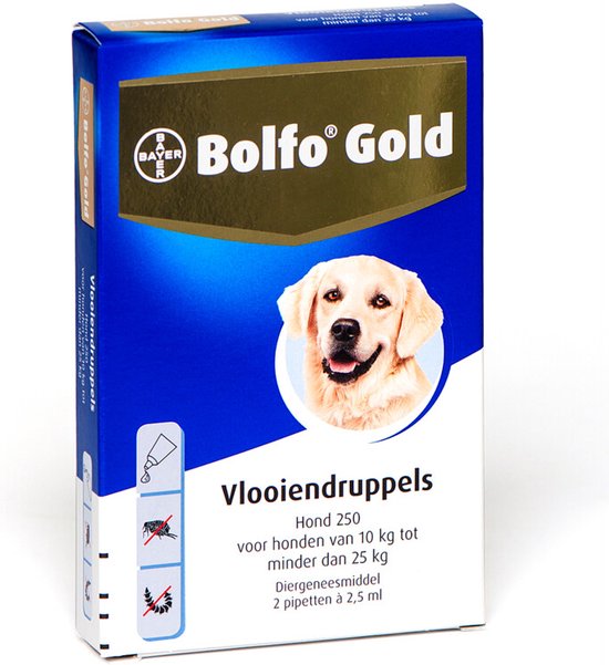 Bolfo Gold 250 Anti vlooienmiddel - Hond 10 Tot 25 kg - 2 pipetten | bol.com
