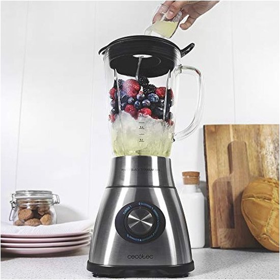 Cecotec Glas- Mixer Power Titanium - Kannen Kapazität von 1,8 Liter aus Glas Wärme resistent y 6 Klingen aus Titanium. (1800 W, Mechanisch) — afbeelding 4