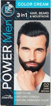 Joanna - Power Men Color Cream 3In1 Hair Beard Moustache 02 Dark Brown 30G