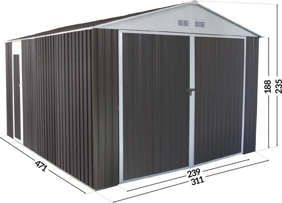 Habitat et Jardin Garage metaal - Nevada 15,36 m² - Openslaande