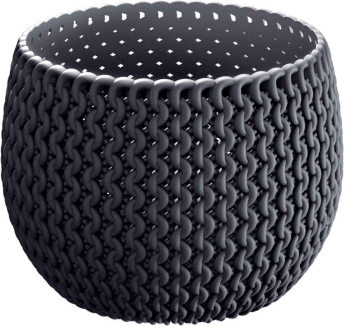 Plantenpot/bloempot kunststof dia 14.5 cm en hoogte 11 cm in het antraciet grijs voor binnen/buiten