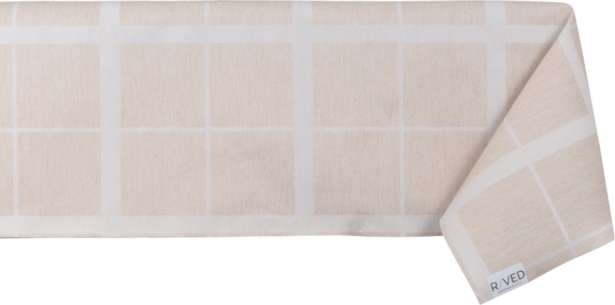 Raved Tafelzeil Vierkant Uitwasbaar 140 cm x 100 cm - Beige - Waterafstotend