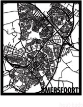 Wood Gift Citymap Amersfoort - Zwart - XL - Carte de la ville en bois - Décoration murale en bois - Carte