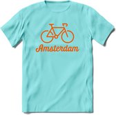 Amsterdam Fiets Stad T-Shirt | Souvenirs Holland Kleding | Dames / Heren / Unisex Koningsdag shirt | Grappig Nederland Fiets Land Cadeau | - Licht Blauw - M