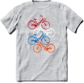 Amsterdam Bike City T-Shirt | Souvenirs Holland Kleding | Dames / Heren / Unisex Koningsdag shirt | Grappig Nederland Fiets Land Cadeau | - Licht Grijs - Gemaleerd - M