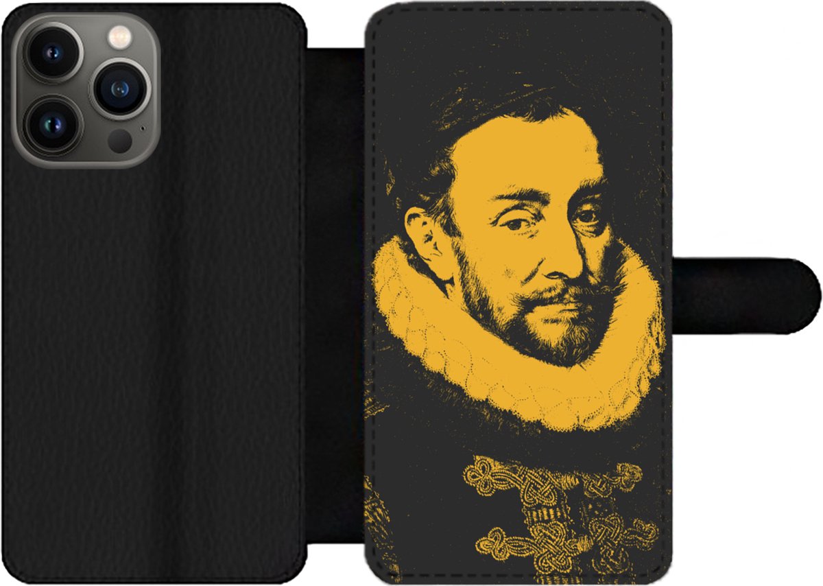 Telefoonhoesje Geschikt voor iPhone 13 Pro Max telefoonhoesje - Willem van Oranje - Adriaen Thomasz - Met vakjes - Wallet case met magneetsluiting