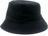 Bucket Hat Basic Zwart Effen Stof Vissers Hoedje