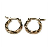 Aramat jewels ® - Rvs goudkleurige oorringen gedraaid 15x2,5mm staal
