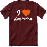 I Love Amsterdam T-Shirt | Souvenirs Holland Kleding | Dames / Heren / Unisex Koningsdag shirt | Grappig Nederland Fiets Land Cadeau | - Burgundy - XL