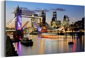Wanddecoratie Metaal - Aluminium Schilderij Industrieel - Londen - Tower Bridge - Avond - 80x40 cm - Dibond - Foto op aluminium - Industriële muurdecoratie - Voor de woonkamer/slaapkamer