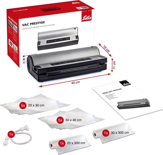 Solis Vac Prestige 575 - Machine Sous Vide Alimentaire - Fonction de Marinage - Gris