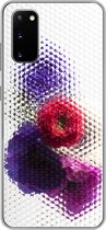 Geschikt voor Samsung Galaxy S20 hoesje - Klaproos - Bloemen - Glas - Siliconen Telefoonhoesje