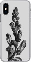 Geschikt voor iPhone X hoesje - Plant - Zwart - Wit - Abstract - Siliconen Telefoonhoesje
