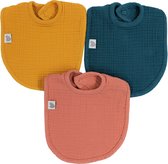Petit Villain Hydrofiel Okergeel/Oudroze/Petrol 3 Stuks Slabber