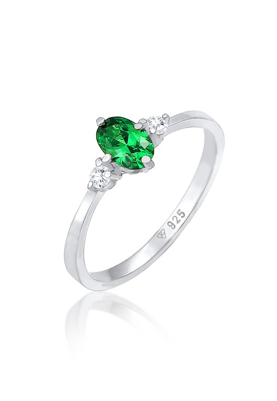 Elli Dames Ring Dames Band Elegant met Zirkonia Kristallen Groen in 925 Sterling Zilver